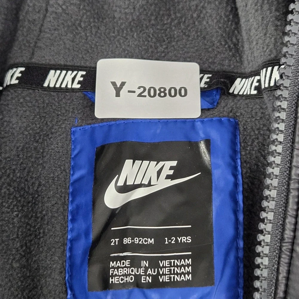 Nike Boys Jacket 2T (1-2‎ YRS 86-92CM) Black Puffer Colorblock Just Do It